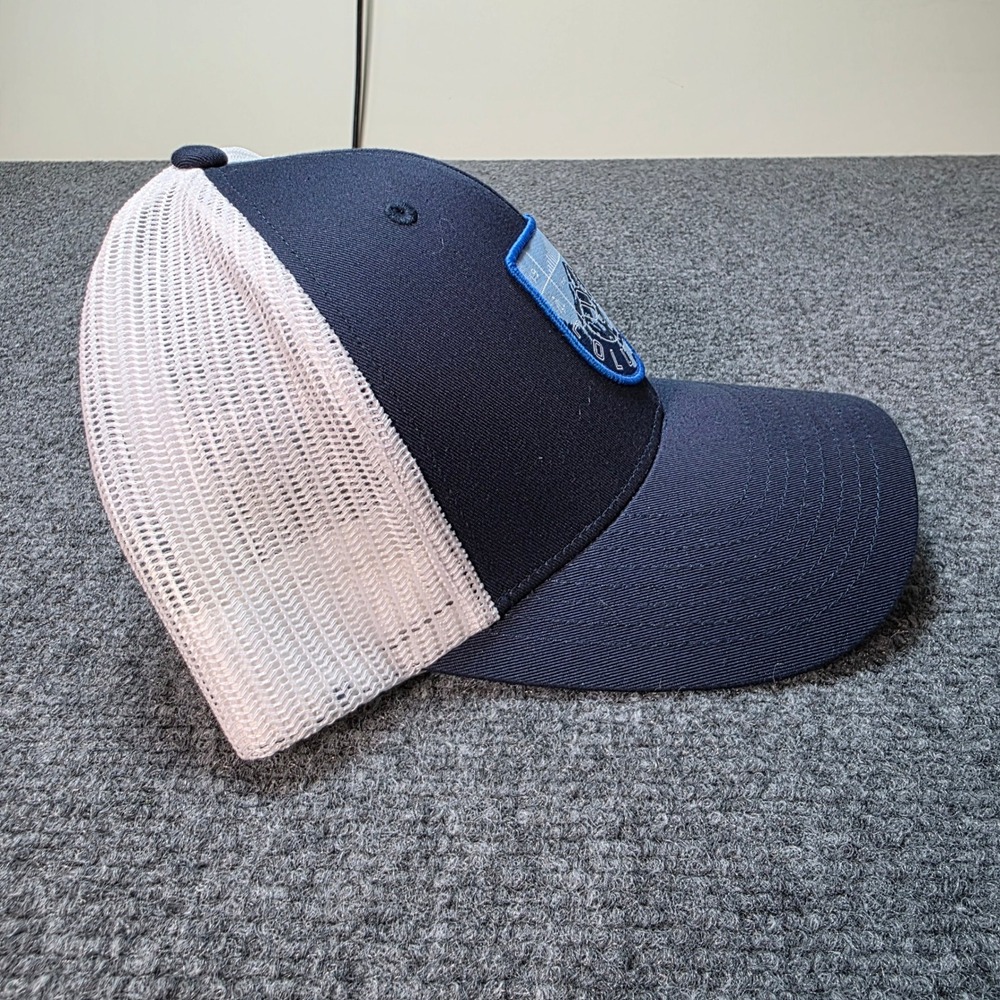 Columbia Mesh Trucker Hat PFG‎ Snapback Navy Blue White Mountain Patch Cap O/S - Picture 4 of 7